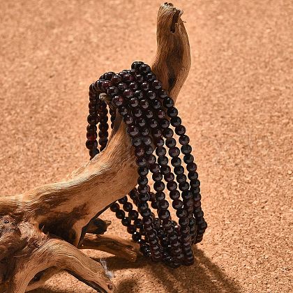 Natural Garnet Beaded Stretch Bracelets BJEW-JB02459-05-1