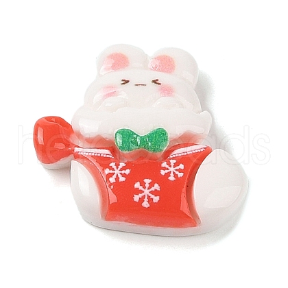 Animal Christmas Socking Theme Opaque Resin Decoden Cabochons RESI-S397-03E-1