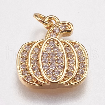 Brass Micro Pave Cubic Zirconia Charms ZIRC-E147-38G-1