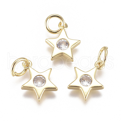 Brass Micro Pave Cubic Zirconia Charms X-ZIRC-F111-09G-08-1