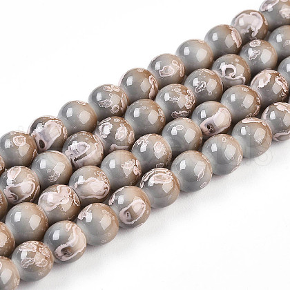 Baking Painted Glass Beads Strands DGLA-N008-8mm-08-1