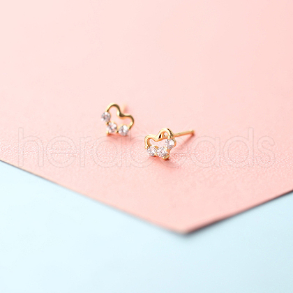 Brass Micro Pave Clear Cubic Zirconia Stud Earrings FS-WGE47D1-04-1