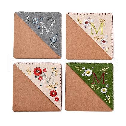 4Pcs Letter Personalized Hand Embroidered Corner Bookmarks JX587M-1