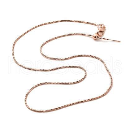 1mm Rack Plating Brass Snake Chain Adjustable Slider Necklaces for Women Men MAK-L044-38RG-1