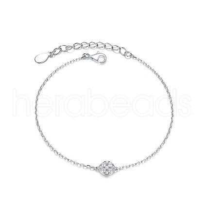 S925 Sterling Silver Micro Pave Clear Cubic Zirconia Round Bracelets for Women SA9536-2-1