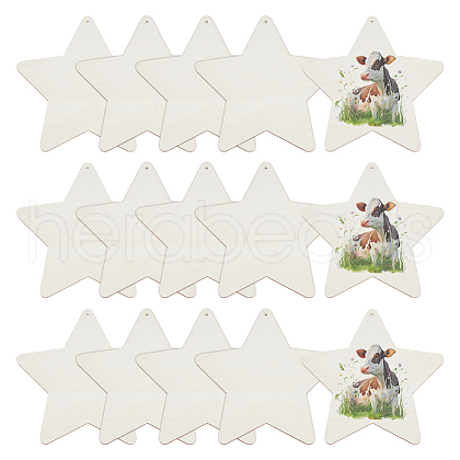 DICOSMETIC 15Pcs Unfinished Wood Pendant Decorations WOOD-DC0001-25A-1