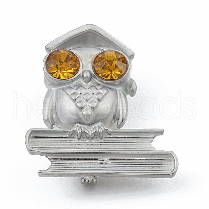 Rhinestone Owl Doctor Brooch Pin JEWB-Q030-02P-1