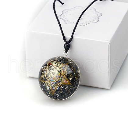 Dyed Natural Pyrite Resin Pendants PW-WG44173-09-1