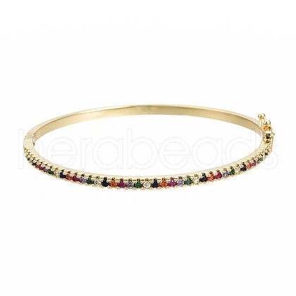 Colorful Cubic Zirconia Classic Tennis Bangle BJEW-S141-04G-NF-1