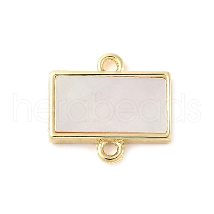 Brass Pave Natural White Shell Connector Charms KK-S522-03B-G-1