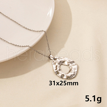 304 Stainless Steel Hollow Round Pendant Necklaces FU6316-5-1
