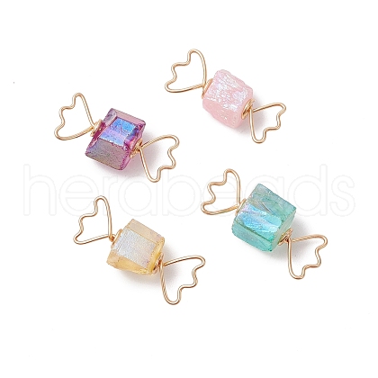 4Pcs 4 Colors Electroplated Natural Quartz Pendants PALLOY-TA00224-01-1