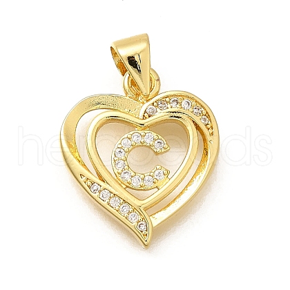 Rack Plating Brass Micro Pave Cubic Zirconia Pendants KK-L226-101G-C-1