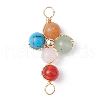 Mixed Gemstone Connector Charms PALLOY-JF02224-01-1
