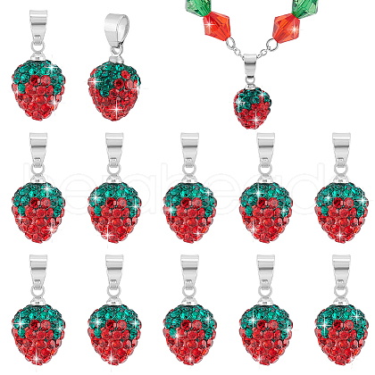   12Pcs Polymer Clay Rhinestone Pendants RB-PH0001-52-1