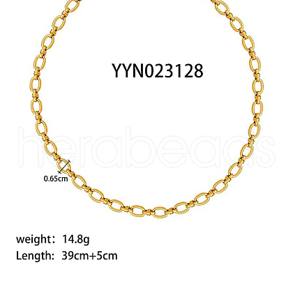 6.5mm Stylish Stainless Steel Oval Link Chain Necklaces for Women Men AA4830-10-1