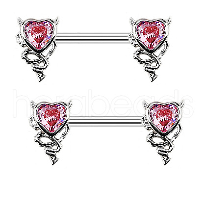 Heart Brass Rhinestone Nipple Rings WG9DF78-02-1