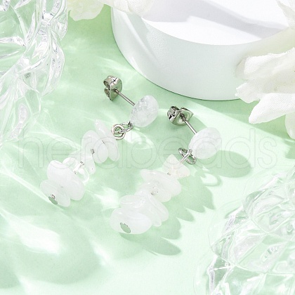 Natural Quartz Crystal Dangle Stud Earrings EJEW-JE06371-09-1