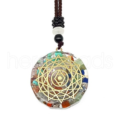 Orgonite Chakra Natural & Synthetic Mixed Stone Pendant Necklaces PZ4674-09-1