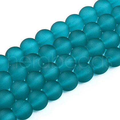 Frosted Transparent Glass Beads Strands GLAA-S031-8mm-37-01-1