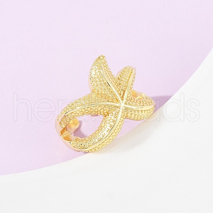 Ocean Theme Brass Cuff Rings RJEW-C135-01G-13-1