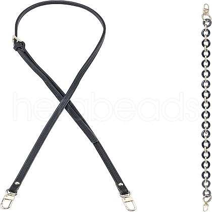   2Pcs 2 Style Adjustable Leather & Acrylic Cable Chain Bag Handles FIND-PH0005-19-1