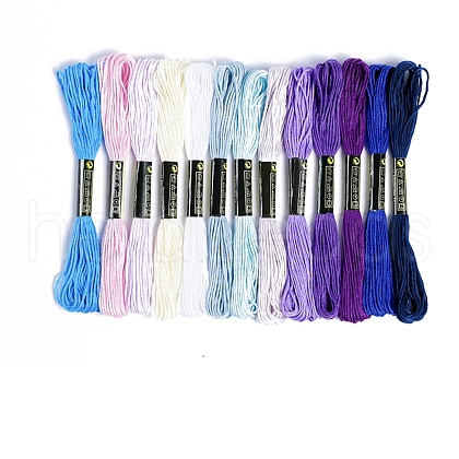 13Bundles 13 Colors Hand-woven Embroidery Cotton Threads PW-WGA0E47-02-1