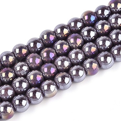 Electroplate Opaque Glass Beads Strands GLAA-T032-P6mm-AB15-1