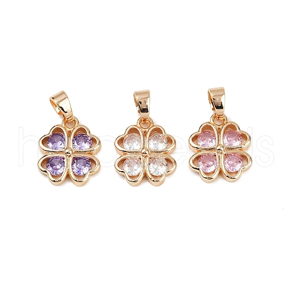 Brass Pave Cubic Zirconia Pendants KK-E795-20KCG-01-1