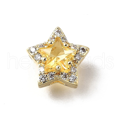 Brass Micro Pave Cubic Zirconia Beads KK-D379-01G-05-1