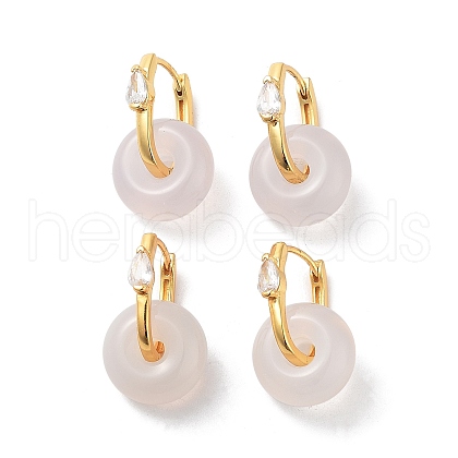 Donut Natural Agate Hoop Earrings for Women EJEW-E303-25G-02-1