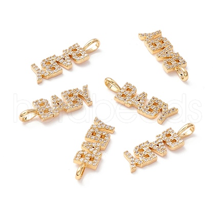 Brass Micro Pave Clear Cubic Zirconia Pendants ZIRC-Z019-29G-NR-1