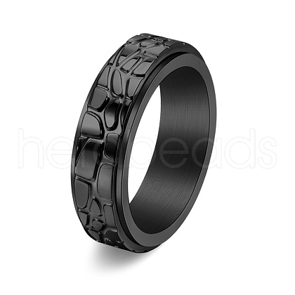 Textured Stainless Steel Rotating Finger Ring PW-WG29121-23-1