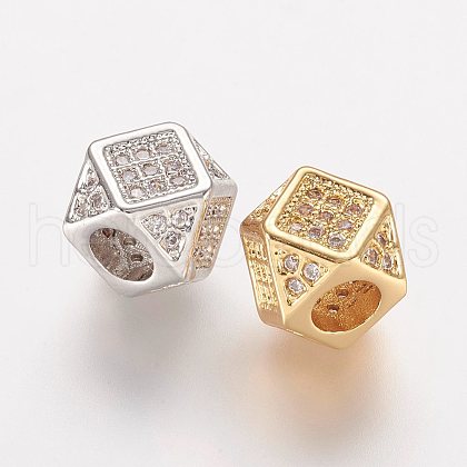 Brass Micro Pave Cubic Zirconia Beads ZIRC-K063-20-1
