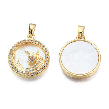 Brass Micro Pave Clear Cubic Zirconia Pendants KK-N233-393-1