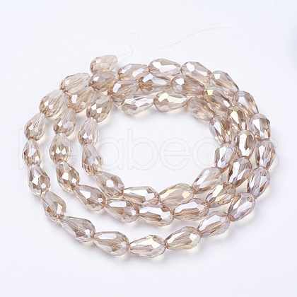 Electroplate Glass Beads Strands X-EGLA-D015-15x10mm-25-1