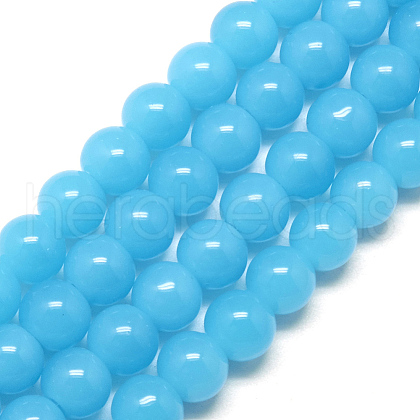 Imitation Jade Glass Beads Strands GR6mm68Y-1