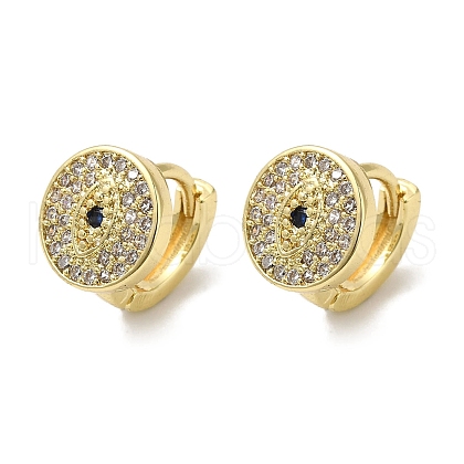 Brass Pave Clear Cubic Zirconia Huggie Hoop Earrings for Women EJEW-C097-12G-06-1