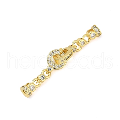 Brass Micro Pave Clear Cubic Zirconia Fold Over Clasps KK-H202-19G-1