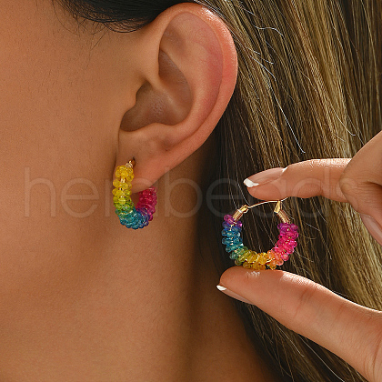 Elegant Stainless Steel Colorful Hoop Earrings MZ4594-1