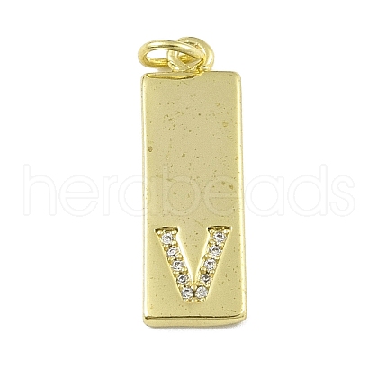Brass Micro Pave Clear Cubic Zirconia Pendants KK-P266-06G-V-1