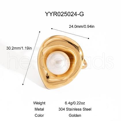 Stainless Steel Teardrop Cuff Ring for Women BM0496-2-1