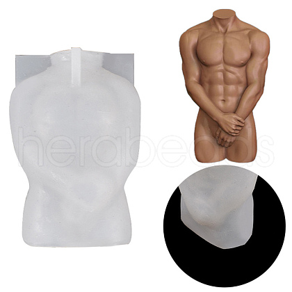 DIY Naked Men Candle Making 3D Bust Portrait Silicone Molds DIY-G047-01-1