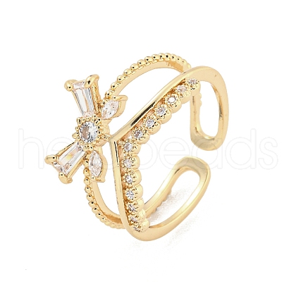 Brass Micro Pave Cubic Zirconia Cuff Rings RJEW-I103-067G-1