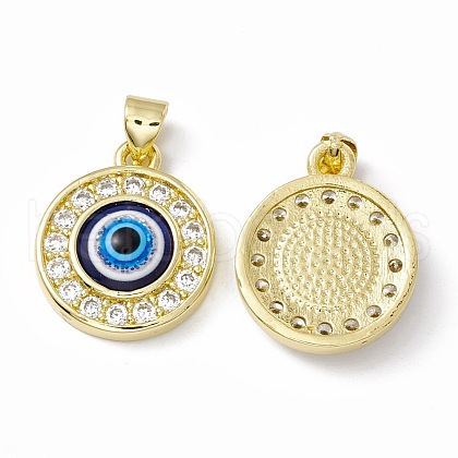 Rack Plating Brass Micro Pave Clear Cubic Zirconia Pendants ZIRC-C041-33G-1