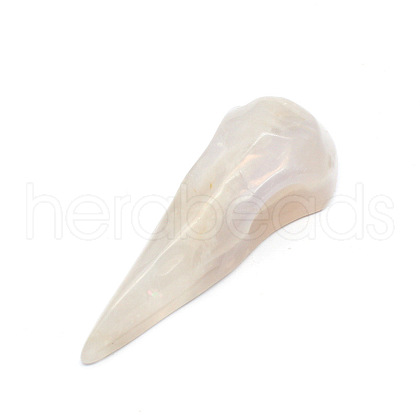 Natural White Moonstone Skull Sculpture Display Decorations PW-WG673BE-09-1