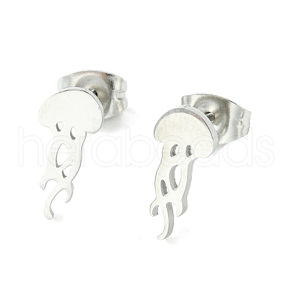 Non-Tarnish Cute Little Animal Theme 304 Stainless Steel Stud Earrings EJEW-B041-04C-P-1