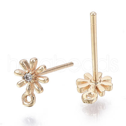 Brass Micro Cubic Zirconia Stud Earring Findings KK-N231-01B-NF-1
