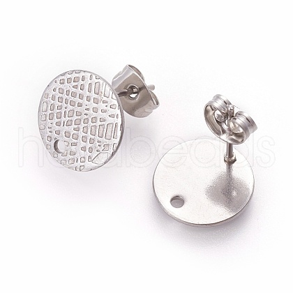 Non-Tarnish 304 Stainless Steel Ear Stud Findings STAS-O119-14C-P-1