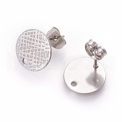 304 Stainless Steel Ear Stud Findings STAS-O119-14C-P-1